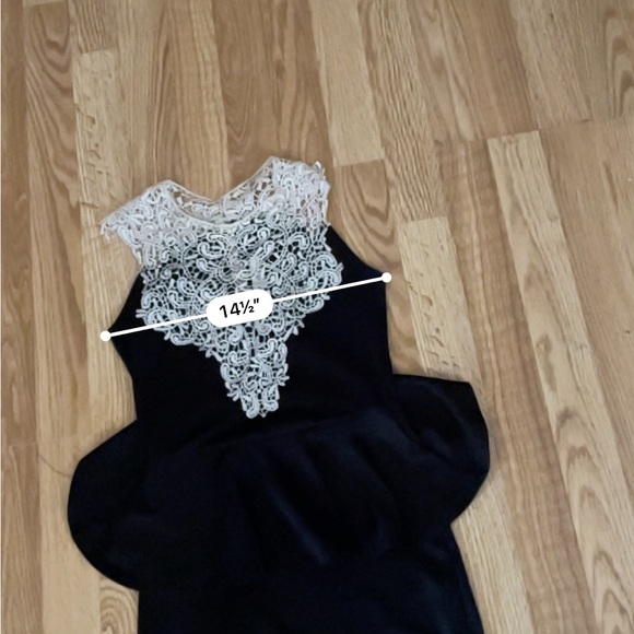 Lovely Rachel Women's Small Peplum Lace Neck Sleeveless Open Back Bodycon Black - Picture 7 of 10